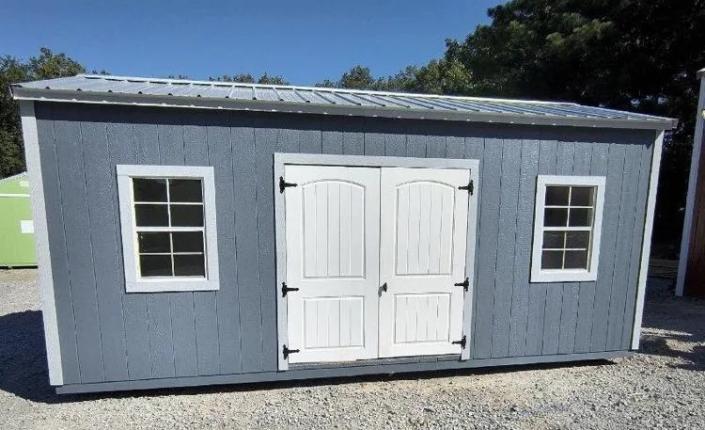 10'x20' Side Garden Shed with
1 - 6' Double Fiberglass Door
2 - 2'x3' Aluminum Windows